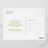 ロゴビジネス金ゴールドレタリングハッピーホリデイズホワイト 箔シーズンポストカード (裏面)