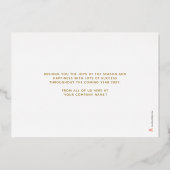 ロゴビジネス金ゴールドレタリングハッピーホリデイズホワイト 箔招待状 (裏面)