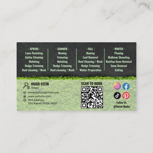 ロゴビジネス | All Season Lawn 気に Service 名刺 (裏面)