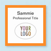 ロゴピンまたはマグネット付きオレンジ色の正方形の名前バッジ 名札