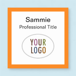 ロゴピンまたはマグネット付きオレンジ色の正方形の名前バッジ 名札