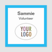 ロゴピンまたはマグネット付きボランティアスクウェアのバッジ 名札 (正面)