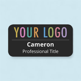 ロゴピンまたはマグネット付き丸いブラックネームタグ 名札