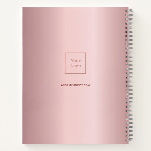 ロゴピンクのモノグラムメタルエレガントビジネス ノートブック (裏面)