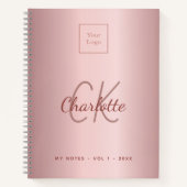 ロゴピンクのモノグラムメタルエレガントビジネス ノートブック