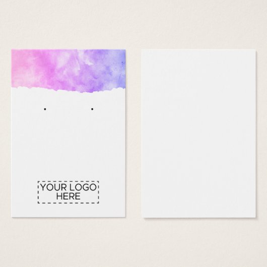 ロゴピンクの水カラーグラデーションイヤリングディスプレイカード (正面&裏面)
