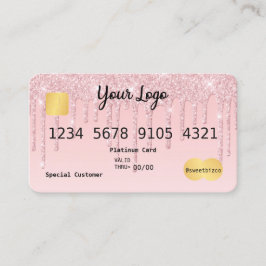 ロゴピンクドリップグリッタールッククレジットカード 名刺