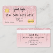 ロゴピンクドリップグリッタールッククレジットカード 名刺 (正面/裏面)
