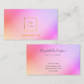 ロゴピンクパープルゴールデンレインボーエレガントモダン 名刺 (正面/裏面)