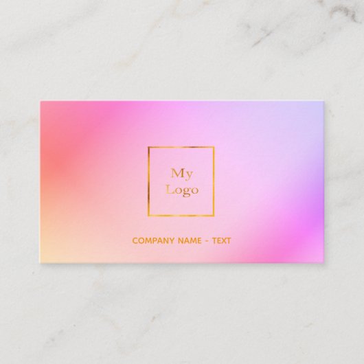 ロゴピンクパープルゴールデンレインボーエレガントモダン 名刺 (正面)