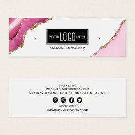 ロゴピンク&金ゴールドアゲートイヤリングジュエリーディスプレイ