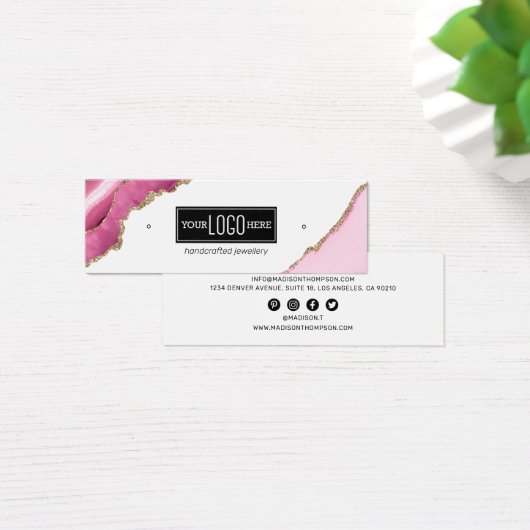 ロゴピンク&金ゴールドアゲートイヤリングジュエリーディスプレイ (デスク)