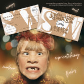 ロゴファンシーとモノグラム付きベージュホワイトスタイリッシュ 名刺