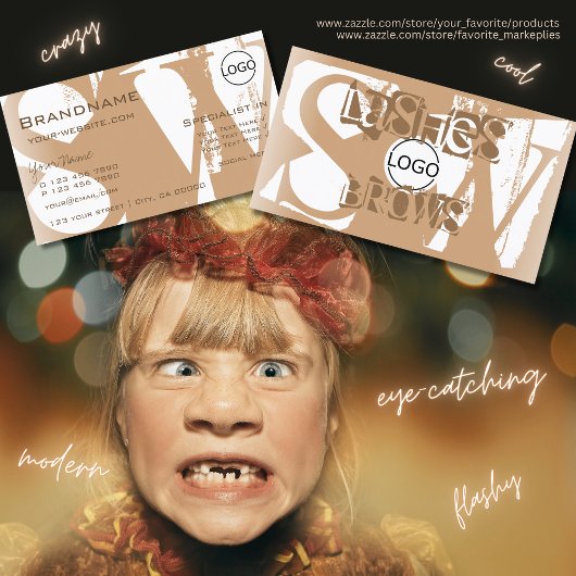 ロゴファンシーとモノグラム付きベージュホワイトスタイリッシュ 名刺