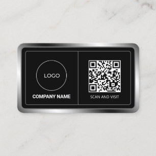 ロゴフェイクとコードを備えた金属製フレーム 名刺