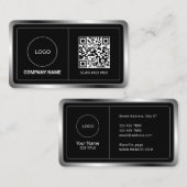 ロゴフェイクとコードを備えた金属製フレーム 名刺 (正面/裏面)
