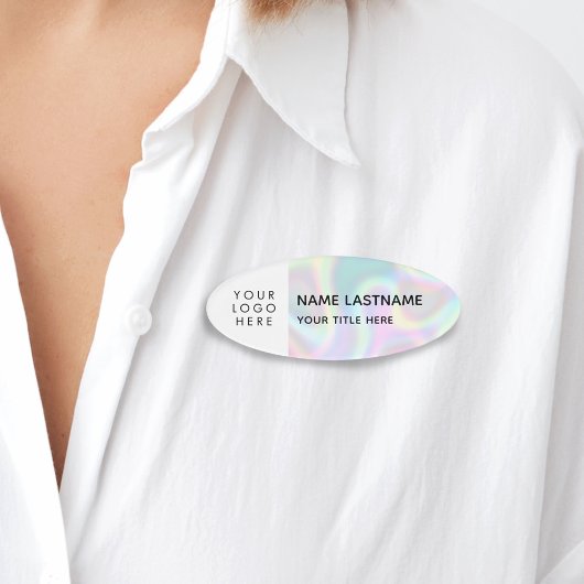 ロゴフェイクホログラフィシンプルーのモダンマグネットタイトル 名札