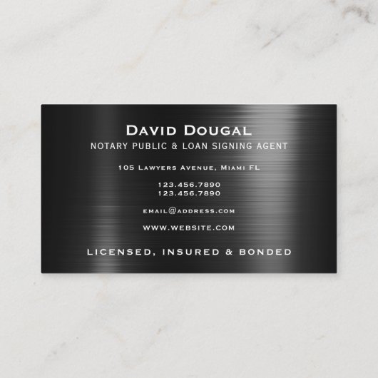 ロゴフェイク付きダークメタリック 名刺 (裏面)