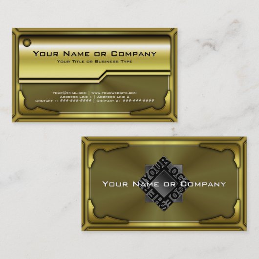 ロゴフェイク付きハイテク金属カードバージョン3 名刺 (正面/裏面)