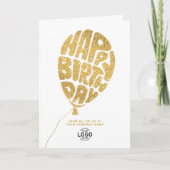 ロゴフェイク金ゴールドグリッターレタリング業務誕生日 カード (正面)