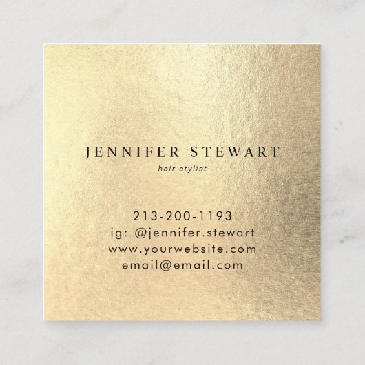 ロゴフェイク金ゴールド黄モダン箔 スクエア名刺 (裏面)