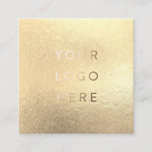 ロゴフェイク金ゴールド黄モダン箔 スクエア名刺 (正面)
