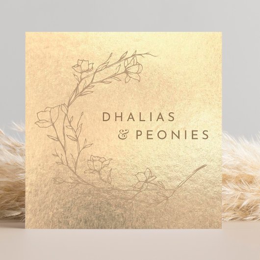 ロゴフェイク金ゴールド黄モダン箔 スクエア名刺