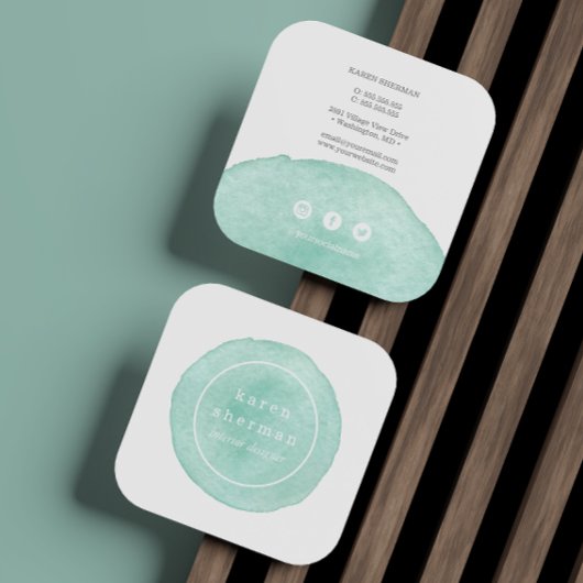 ロゴフェミニンプロフェッショナルターコイズソーシャルメディア スクエア名刺