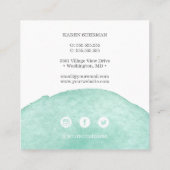 ロゴフェミニンプロフェッショナルターコイズソーシャルメディア スクエア名刺 (裏面)