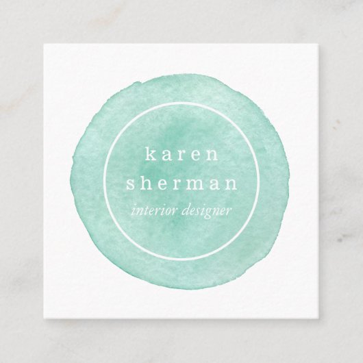 ロゴフェミニンプロフェッショナルターコイズソーシャルメディア スクエア名刺 (正面)