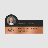 ロゴフォトお洒落プロフェッショナルフェイク銅黒 名札 (正面)