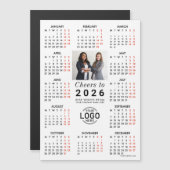 ロゴフォトクリーンホワイトカレンダー2026磁気カード マグネット招待状 (正面/裏面)