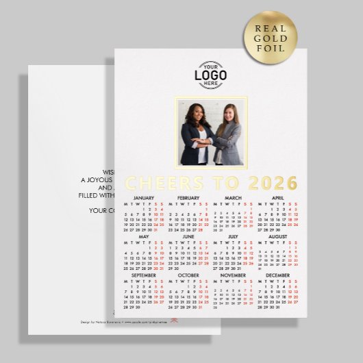 ロゴフォトクリーンホワイトミニマリストビジネス2026 箔シーズンカード