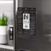 ロゴフォトブラックお洒落カレンダー2026磁気カード マグネット招待状