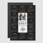 ロゴフォトブラックお洒落カレンダー2026磁気カード マグネット招待状 (正面/裏面)