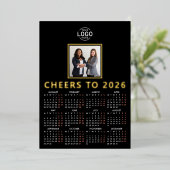 ロゴフォトブラックミニマリストカレンダー2026 Business 箔シーズンカード (立ち正面)