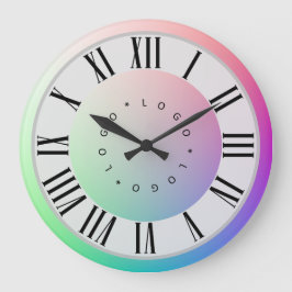 ロゴフォトレインボーディスクローマ数字マーカー ラージ壁時計