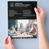 ロゴフォトQRブラックマーケティングクリエイティブ事業 チラシ (手)