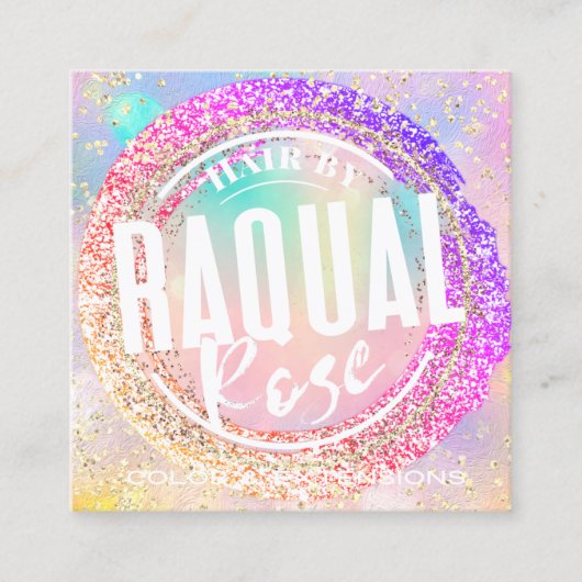 ロゴブティックショップグリッターロゴホログラフ スクエア名刺 (正面)