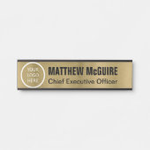 ロゴブラシ付きアンティーク金ゴールドルックオフィス サインプレート (正面)