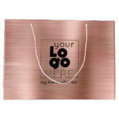 ロゴブラシ付きバラ金ゴールド金属紙買い物袋 ラージペーパーバッグ (裏面)