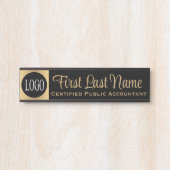 ロゴブラックと金ゴールドオフィスのドアシンボルや象徴名プレート サインプレート (正面)