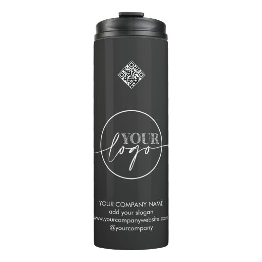 ロゴブラックビジネスQRコード企業のマーケティング タンブラー (正面)