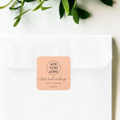 ロゴブラックピーチシンプルタイポグラフィヘアメイクアップ スクエアシール