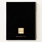 ロゴブラック金ゴールドやる気を起こさせる引用文事業 ノートブック (裏面)