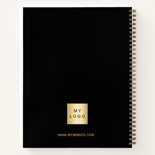 ロゴブラック金ゴールドやる気を起こさせる引用文事業 ノートブック (裏面)