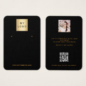 ロゴブラック金ゴールドイヤリングジュエリー写真QRディスプレイ (正面&裏面)