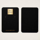 ロゴブラック金ゴールドイヤリングジュエリー (正面&裏面)