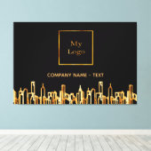 ロゴブラック金ゴールドシティskylineビジネス実在エステート キャンバスプリント (インサイチュ (ウッドフロア))