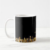 ロゴブラック金ゴールドシティskylineビジネス実在エステート コーヒーマグカップ (左)